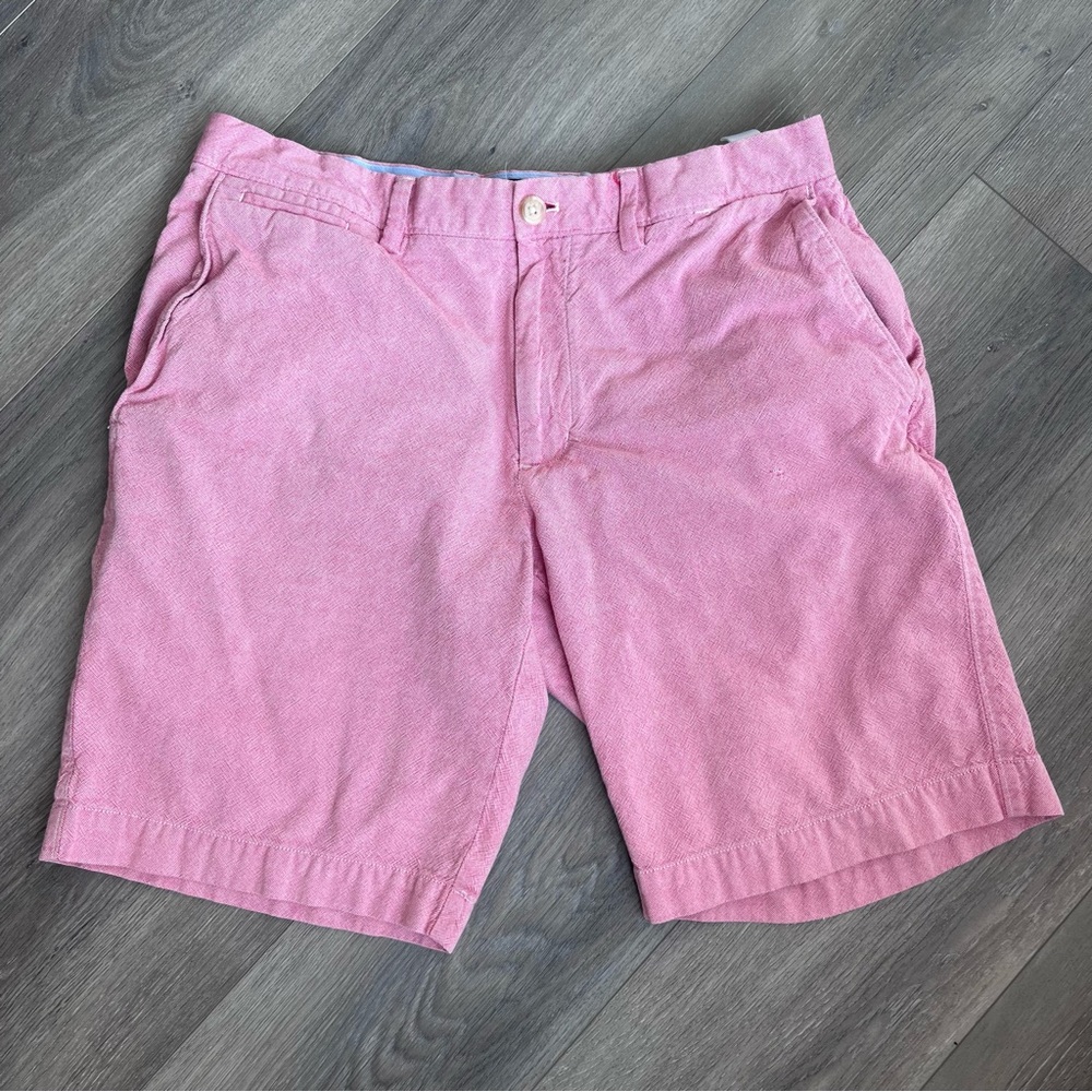 Banana Republic Men's Flat Front Red Pink Shorts Cotton 34